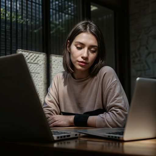 Person working in dim lighting on laptop